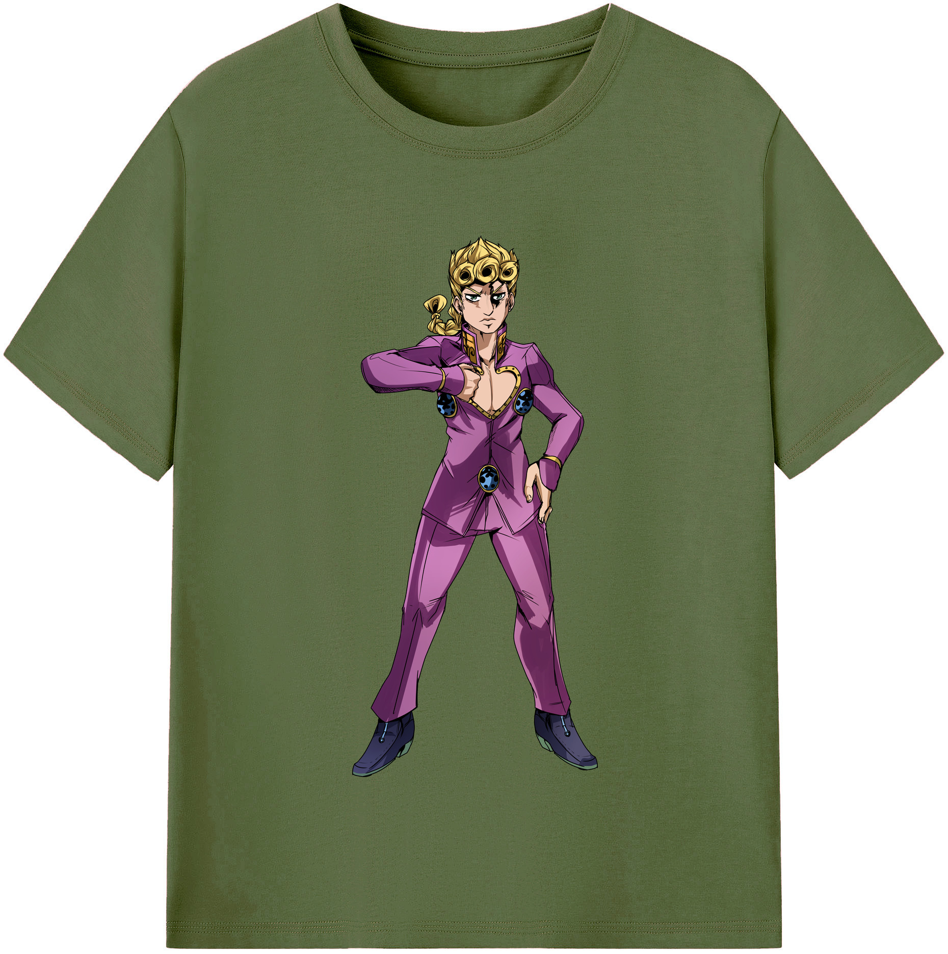 （画像用） ジョジョの奇妙な冒険 ジョルノ?ジョバァーナ JoJo's Bizarre Adventure Giorno Giovanna 綿100％半袖Tシャツ（フロントプリント）
